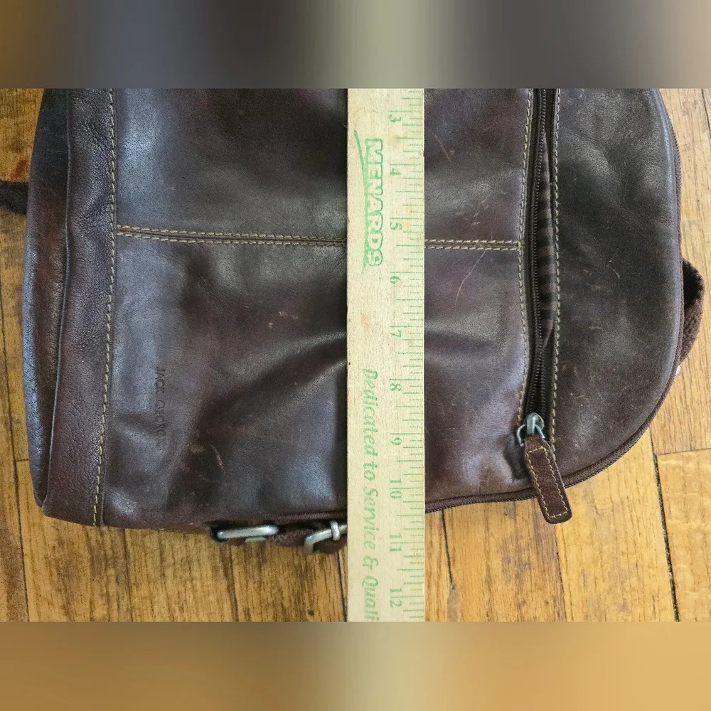 Jack Georges Voyager Convertible Backpack / Messenger Brown Leather Distressed